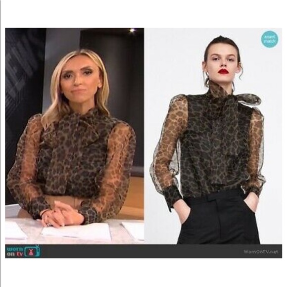Zara leopard print organza blouse Clearance